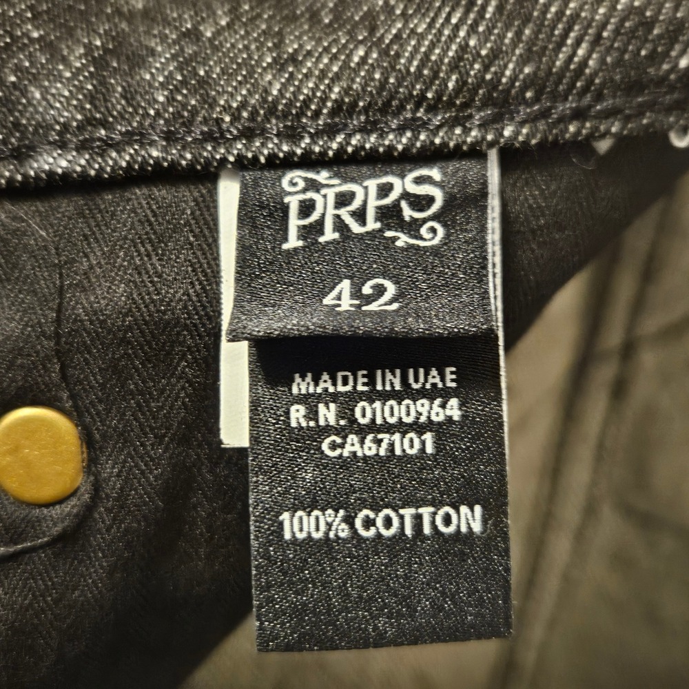 PRPS Demon Slim Straight Jeans Black Monogram Logo Print Denim Mens 42 E107P242 - Picture 6 of 8
